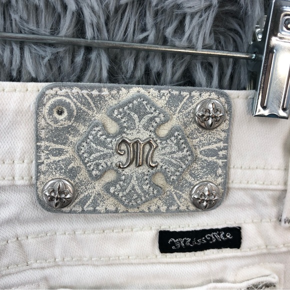 Miss Me Jeans Womens Size 25 White Cropped Skinny Embellished Embroidered - Picture 4 of 13